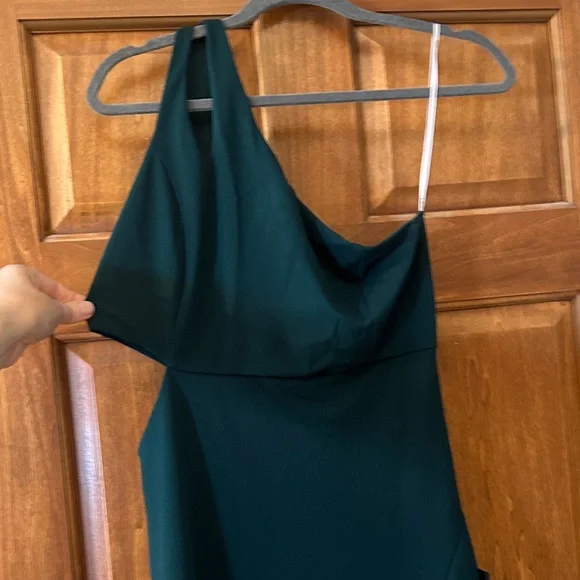 Lulu's Dark Green One-Shoulder Dress - Picture 4 of 8